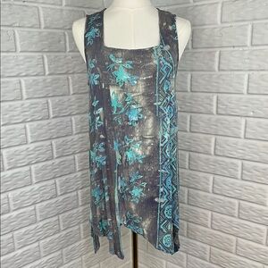 SOFT SURROUNDING BOHO ASYMMETRICAL HEM TUNIC SLEEVLESS SQUARE NECKLINE SZ SMALL